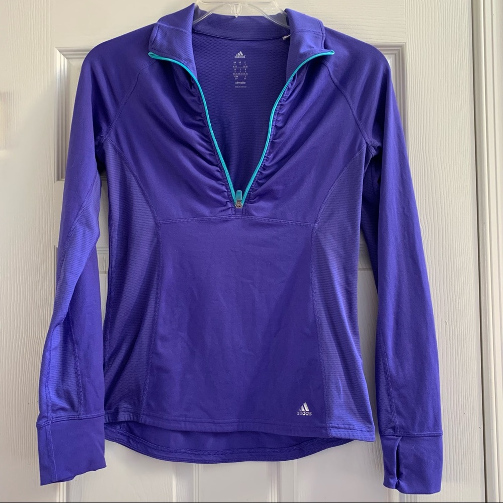 Adidas Shirt Women Size Small Half Zip Running Long Sleeve Shirt Purple